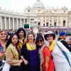 Happy (and a little tired) pilgrims in front of St. Peter's Basilica.